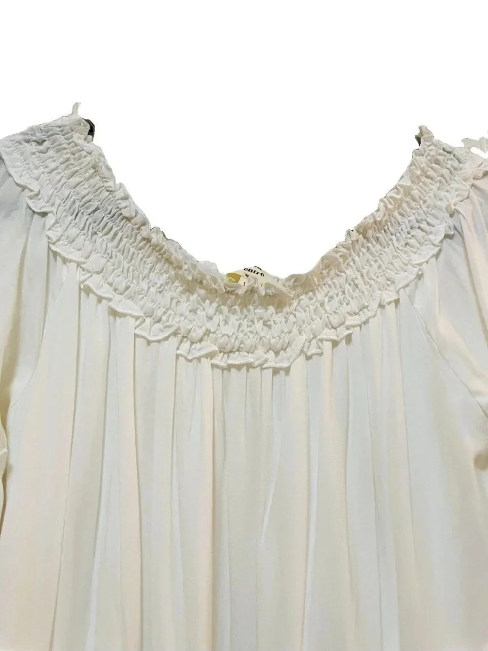 ENTRO White Tiered Off the Shoulder Midi Dress Sz L